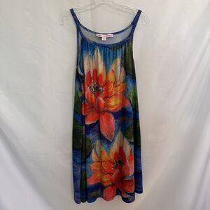 Leoma Lovegrove Dress Floral Sleeveless Dress LARGE Art to Wear